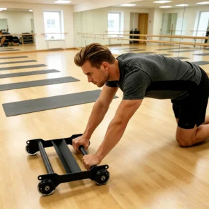 Black Steel Rolling Abdominal Workout Trainer
